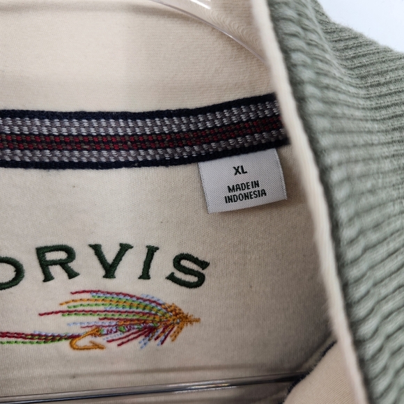 Orvis Quarter Zip Signature Sweatshirt Mens Size XL Button Green Long Sleeve - Picture 5 of 10